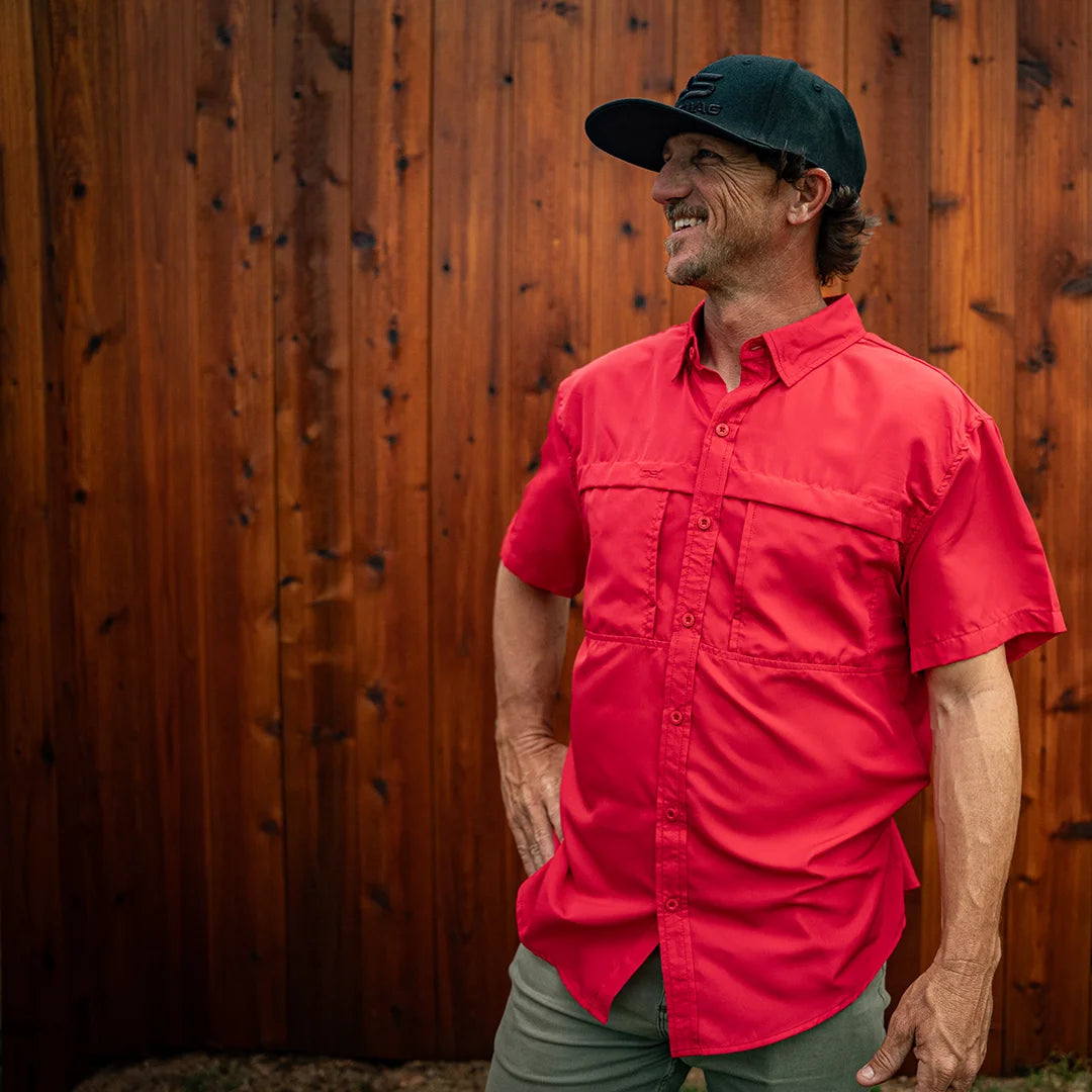 *Limited Stock* Short Sleeve Fishing Shirt - Ruby Red