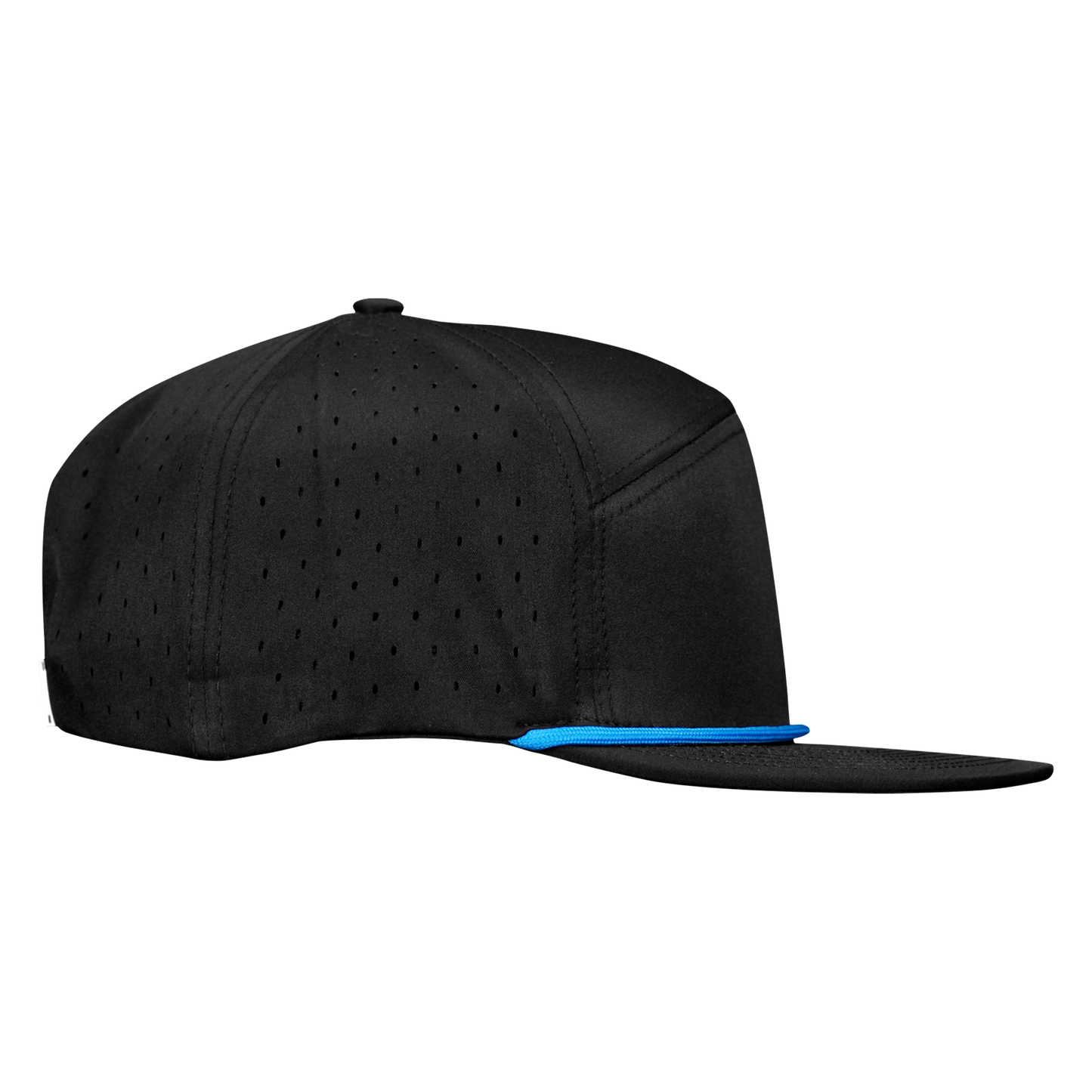 ProSeries 6-Panel Waterproof Golf Hat with Visor Rope - Sable Black with Blue Rope