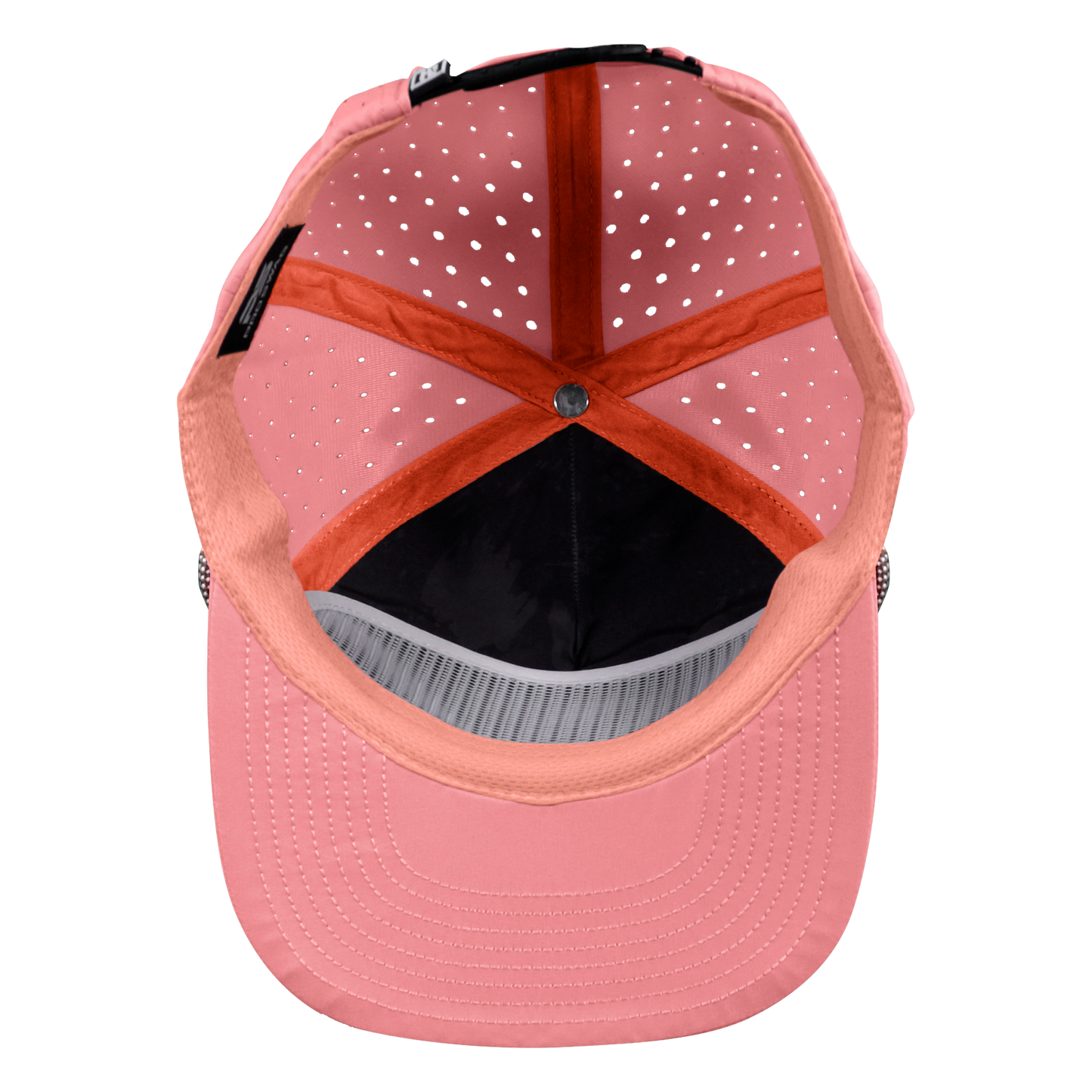 5-Panel Waterproof Non-Structured Golf Hat with Visor Rope - Coral Pink