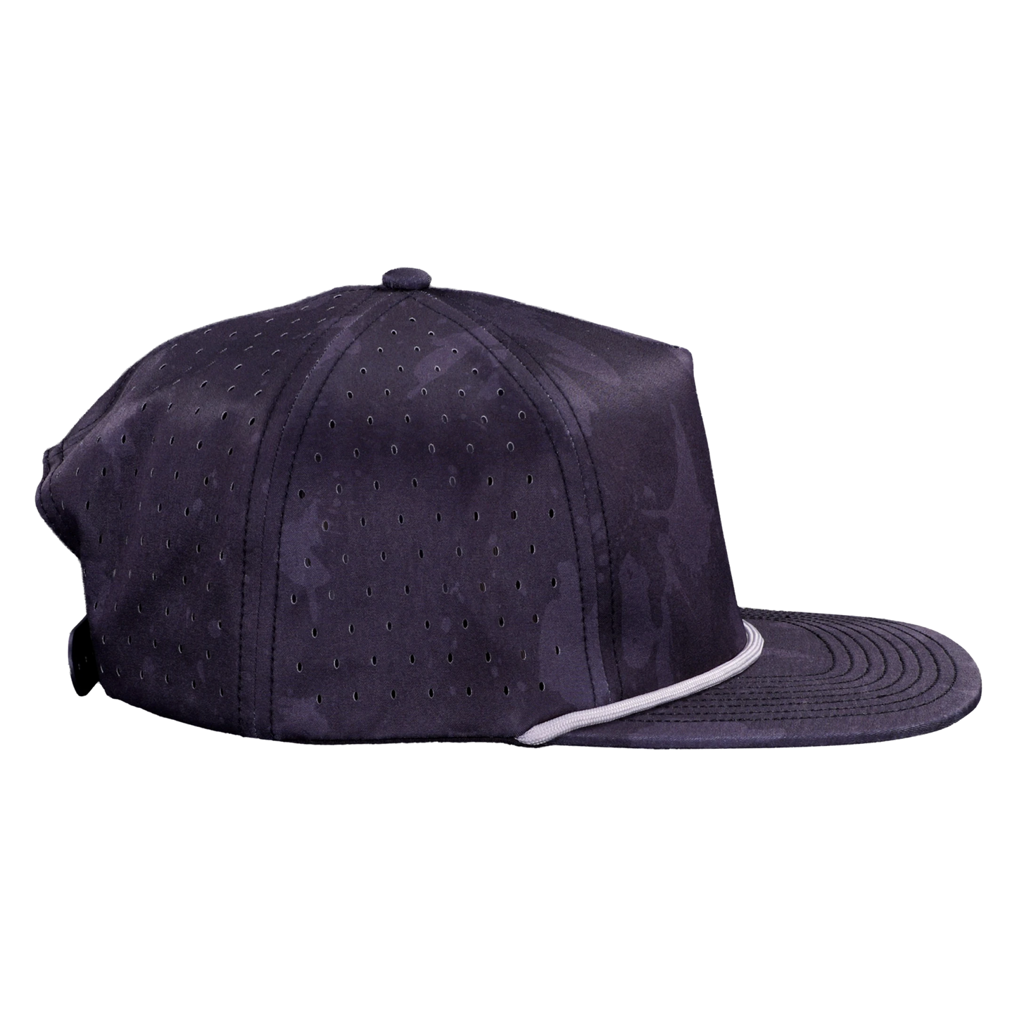 5-Panel Waterproof Non-Structured Golf Hat with Visor Rope - Volcanic Camo
