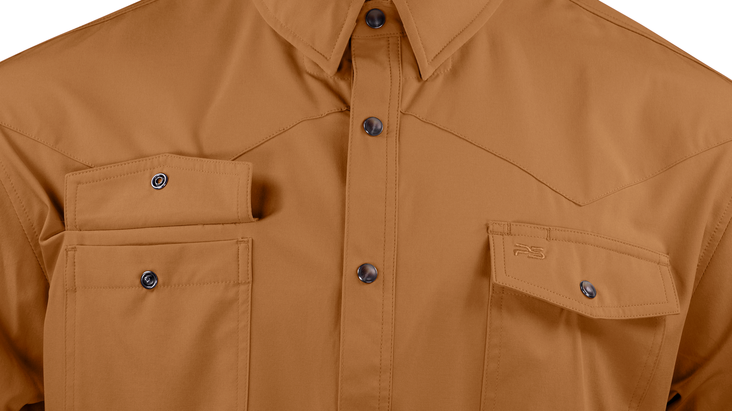 PS220LS Long Sleeve Premium Western Pearl Snap Flex Shirt-Sienna