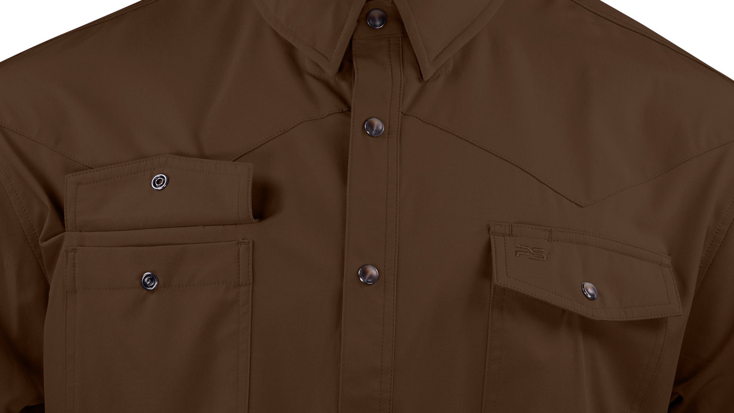 PS220LS Long Sleeve Premium Western Pearl Snap Flex Shirt-Umber