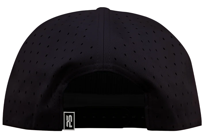 5-Panel Waterproof Non-Structured Golf Hat with Visor Rope - Sable Black with Blue Rope back view