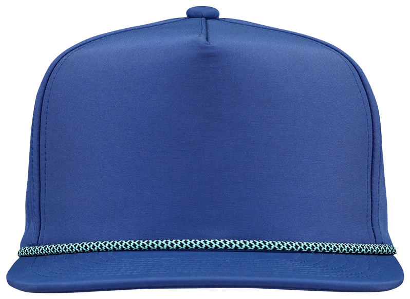 *Limited Stock* 5-Panel Golf Hat with Visor Rope - Pelagic Blue front view