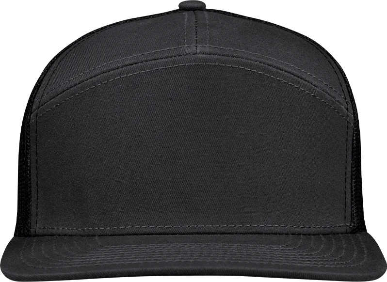 *Limited Stock* High-Profile 7-Panel Hat - Sable Black front view