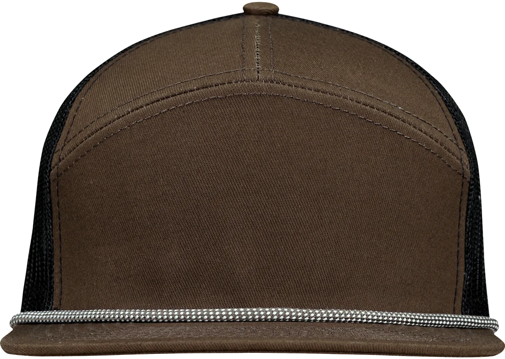 *Limited Stock* High-Profile 7-Panel Hat with Visor Rope - Foliage Brown front view