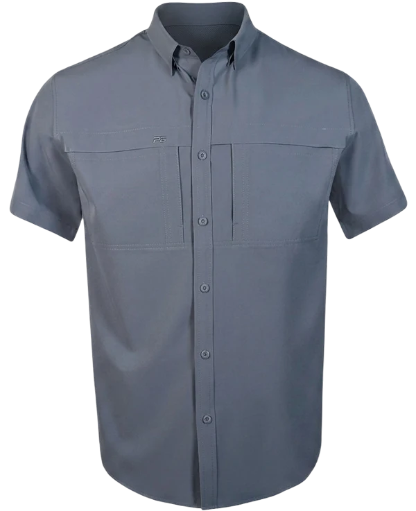 *Limited Stock* Pro Series Flex Short Sleeve Fishing Shirt - Storm Blue front view