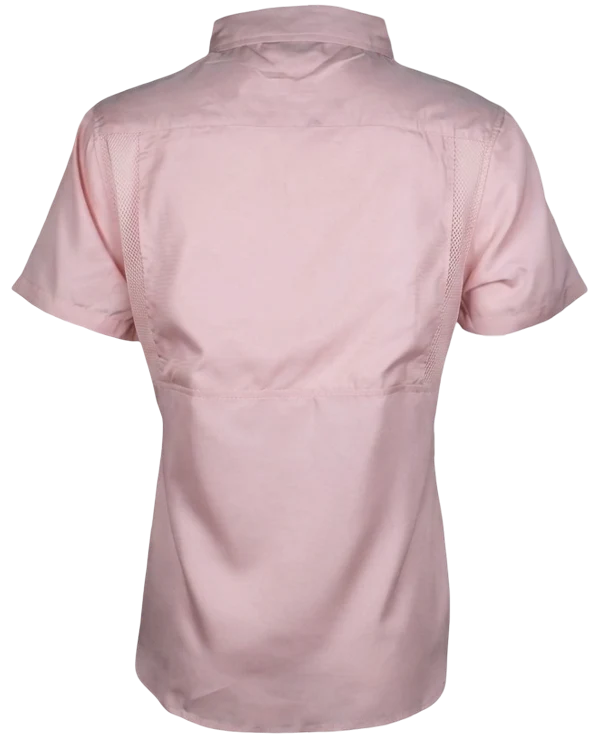 *Limited Stock*  Women's Short Sleeve Fishing Shirt - Pearl Pink back view