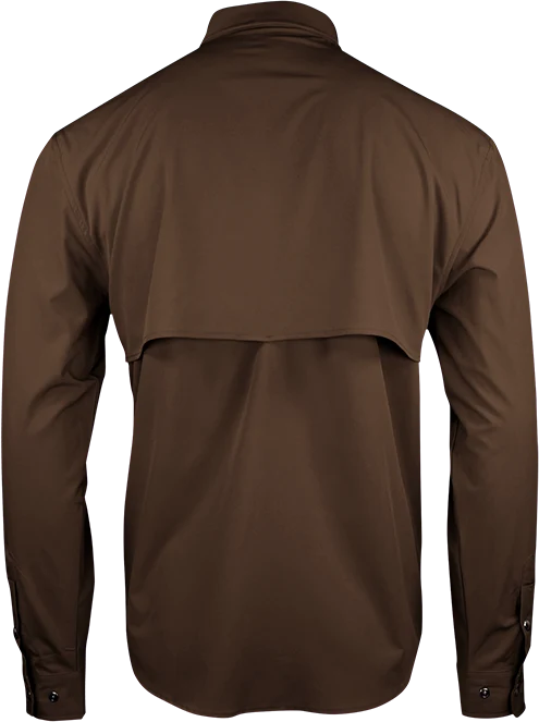Long Sleeve Western Pearl Snap Flex Shirt - Sands Tan back view