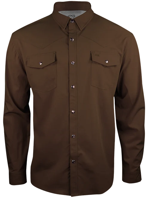 Long Sleeve Western Pearl Snap Flex Shirt - Sands Tan front view