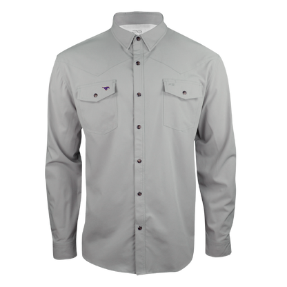 PS220LS Mustang - Fossil Gray Long Sleeve Western Pearl Snap