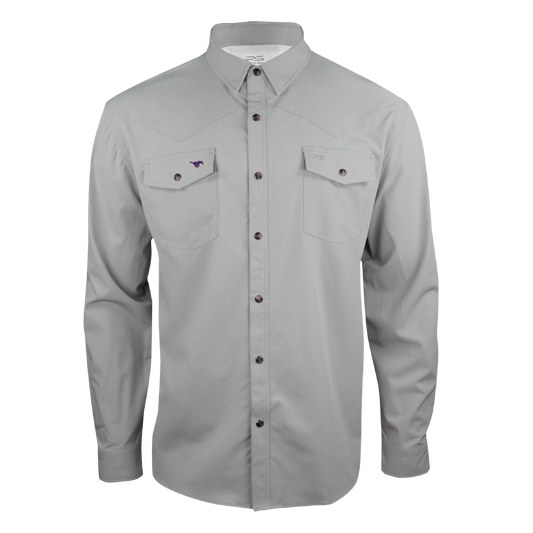 PS220LS Mustang - Fossil Gray Long Sleeve Western Pearl Snap