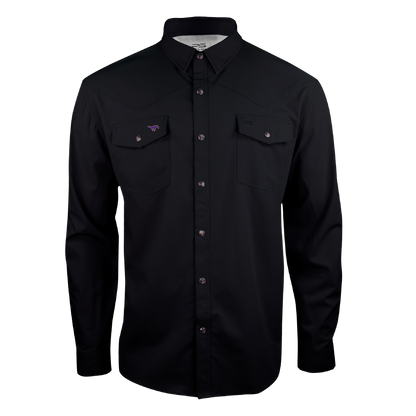 PS220LS Mustang - Sable Black Long Sleeve Western Pearl Snap