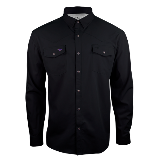 PS220LS Mustang - Sable Black Long Sleeve Western Pearl Snap
