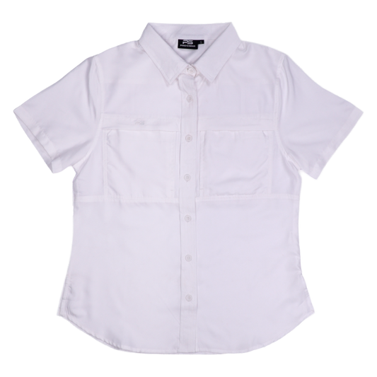 *Limited Stock*  Women's Short Sleeve Fishing Shirt - Salt White