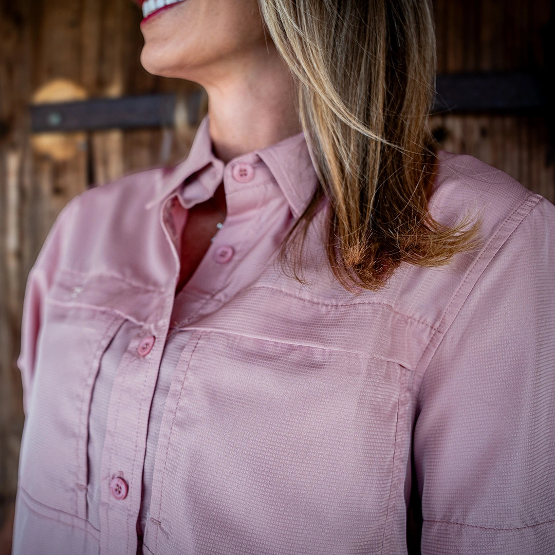 *Limited Stock*  Women's Short Sleeve Fishing Shirt - Coral Pink