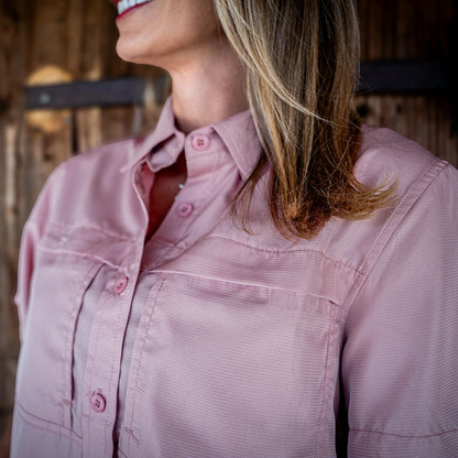 *Limited Stock*  Women's Short Sleeve Fishing Shirt - Coral Pink