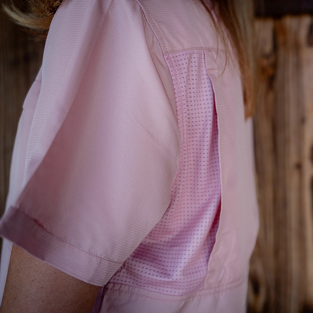 *Limited Stock*  Women's Short Sleeve Fishing Shirt - Coral Pink