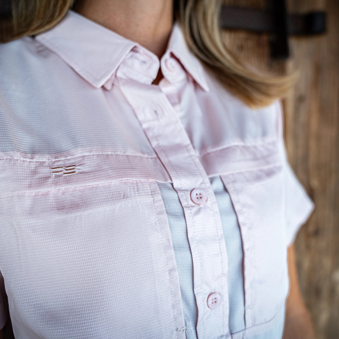 *Limited Stock*  Women's Short Sleeve Fishing Shirt - Pearl Pink
