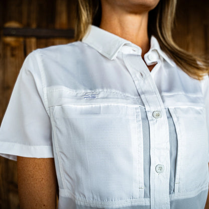 *Limited Stock*  Women's Short Sleeve Fishing Shirt - Salt White