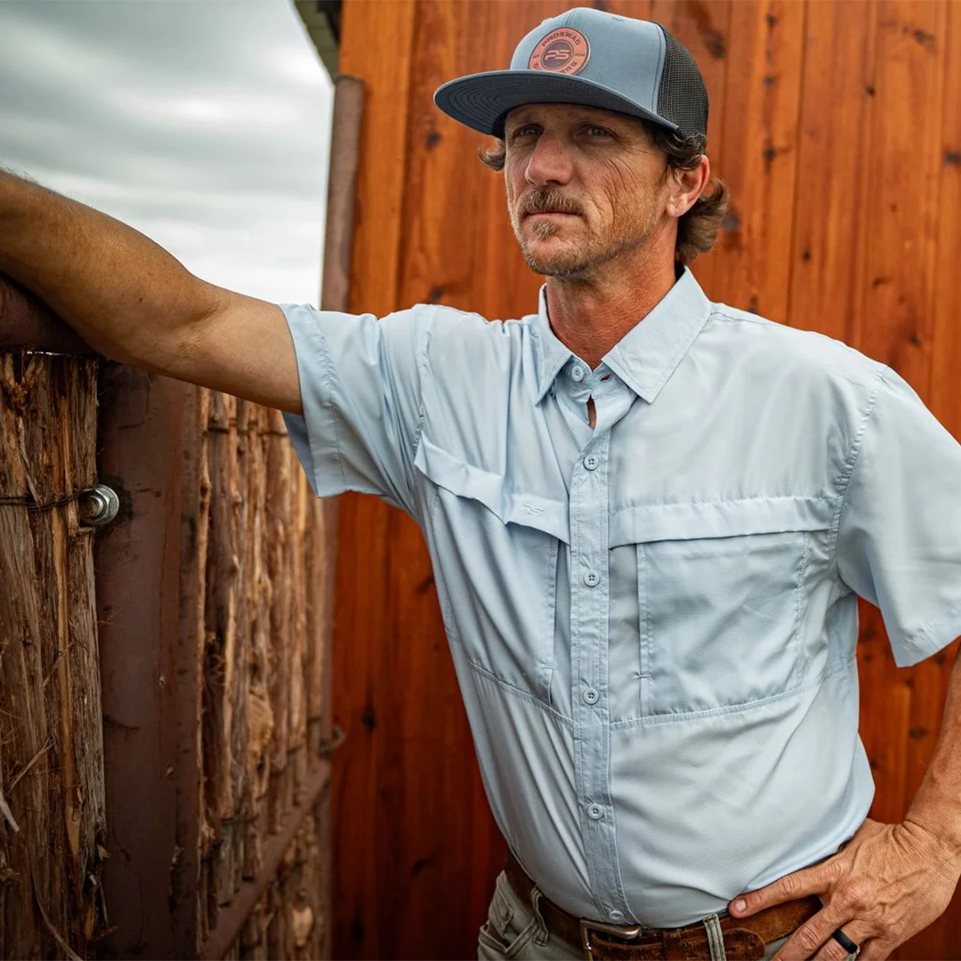 *Limited Stock*  Short Sleeve Fishing Shirt - Carolina Blue