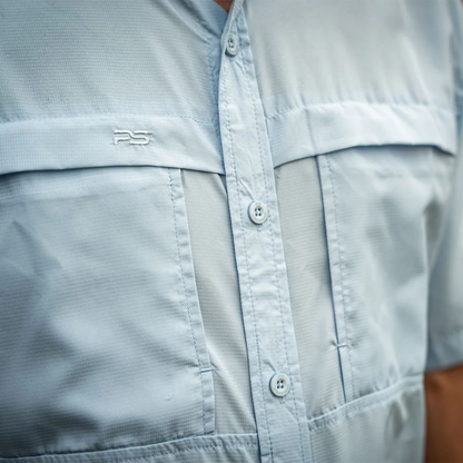 *Limited Stock*  Short Sleeve Fishing Shirt - Carolina Blue
