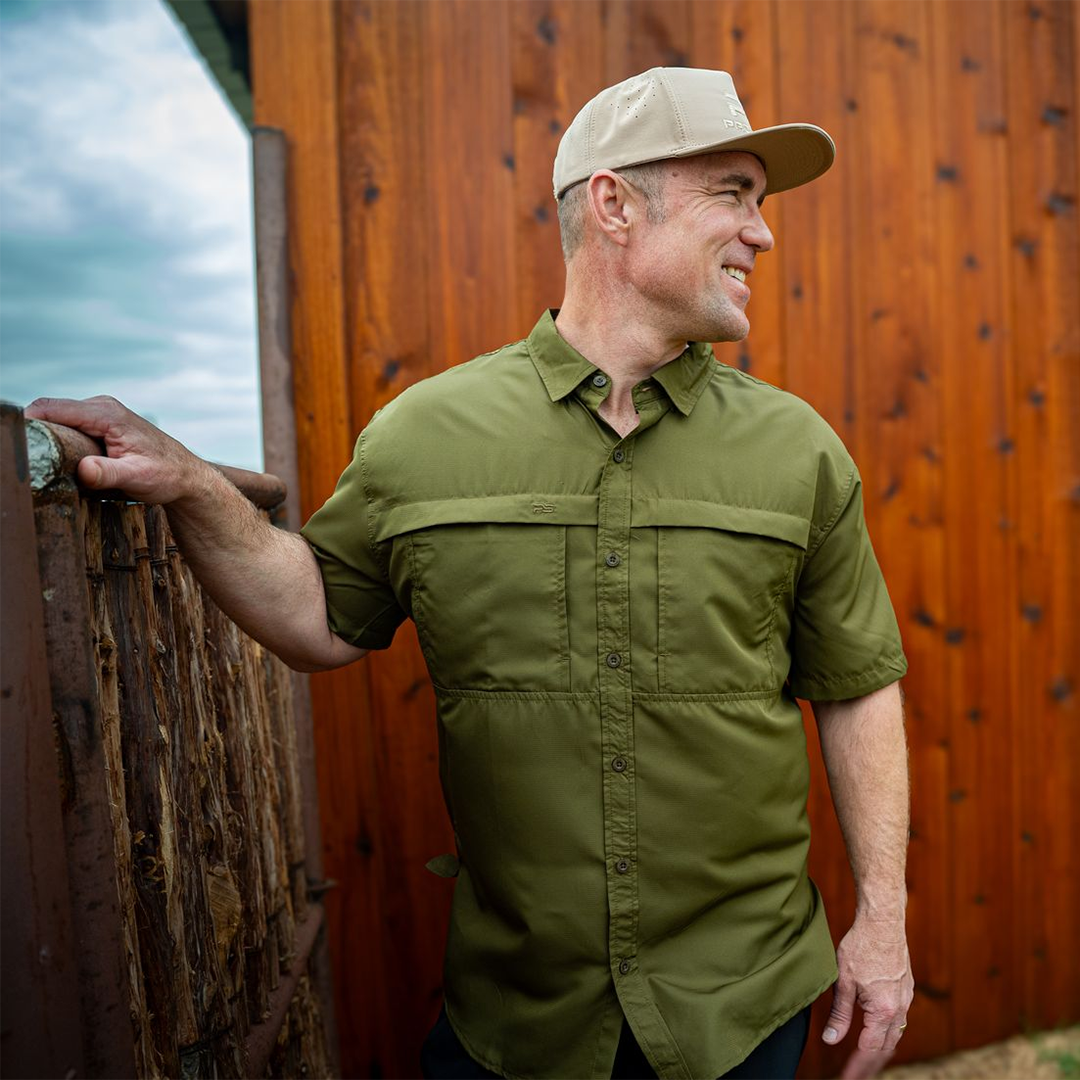 *Limited Stock*  Short Sleeve Fishing Shirt - Olive Green