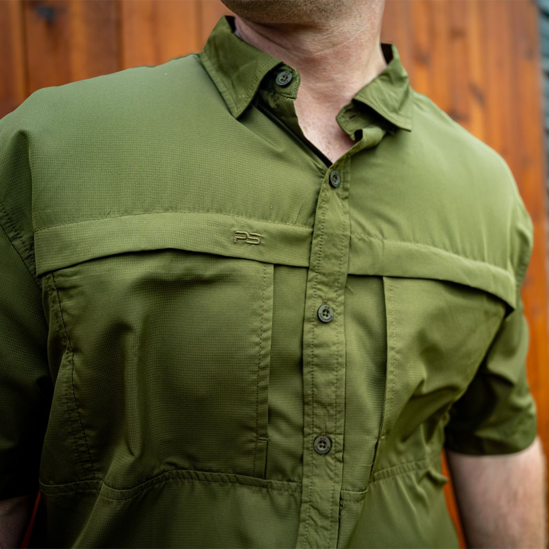 *Limited Stock*  Short Sleeve Fishing Shirt - Olive Green