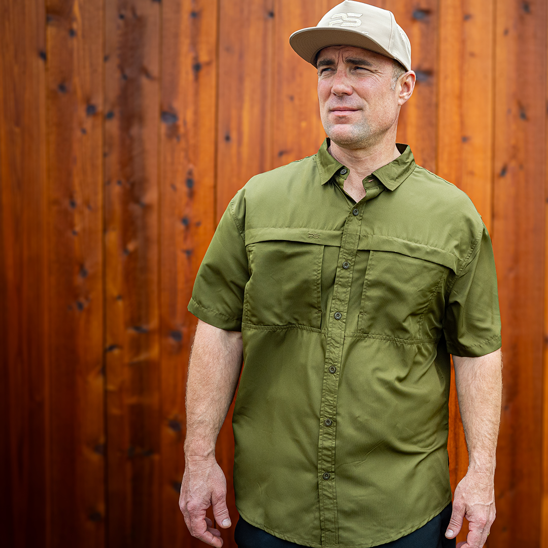 *Limited Stock*  Short Sleeve Fishing Shirt - Olive Green