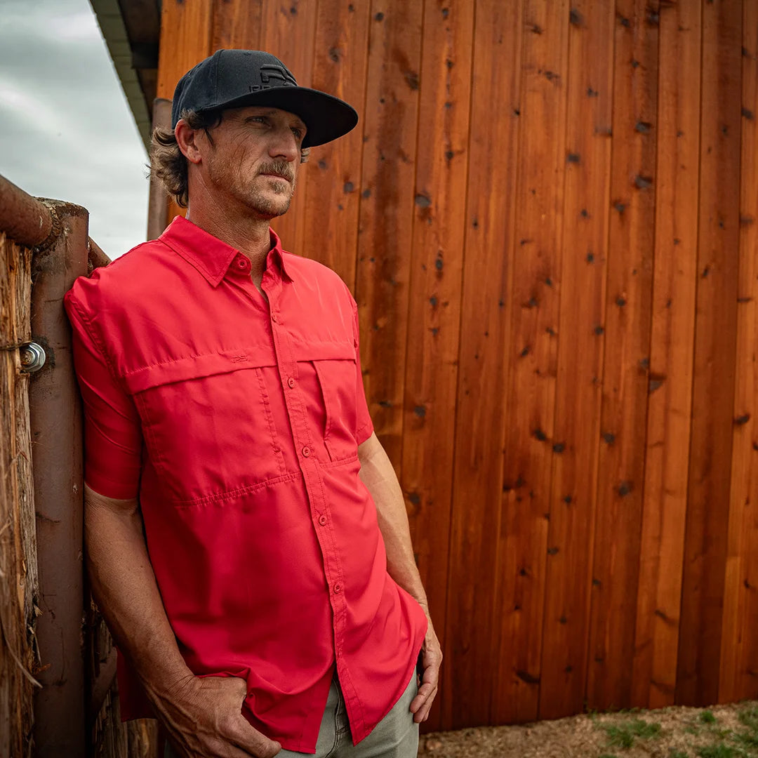 *Limited Stock*  Short Sleeve Fishing Shirt - Ruby Red