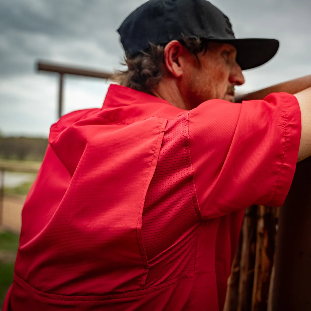 *Limited Stock*  Short Sleeve Fishing Shirt - Ruby Red