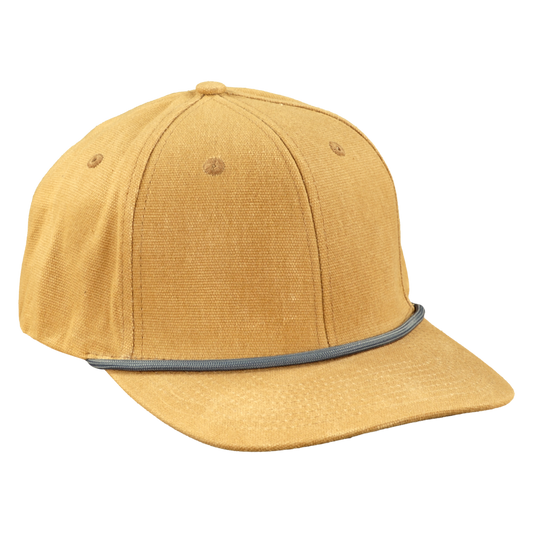 Premium Wax Canvas 6-Panel Hat with Visor Rope - Sahara Tan