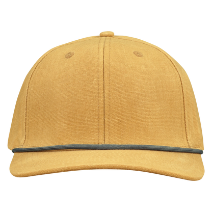 Premium Wax Canvas 6-Panel Hat with Visor Rope - Sahara Tan