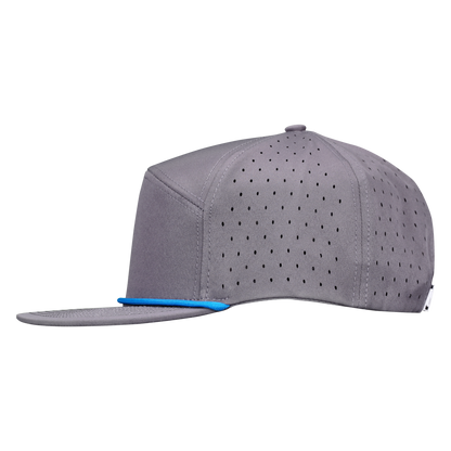 ProSeries 6-Panel Waterproof Golf Hat with Visor Rope - Fossil Gray with Blue Rope