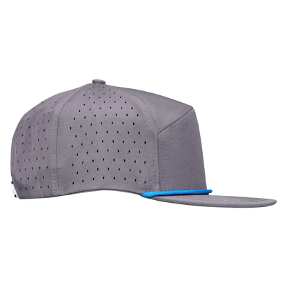 ProSeries 6-Panel Waterproof Golf Hat with Visor Rope - Fossil Gray with Blue Rope