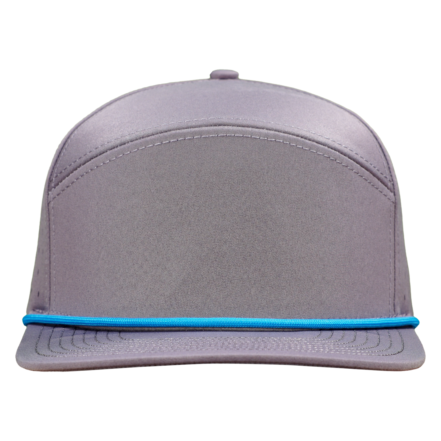 ProSeries 6-Panel Waterproof Golf Hat with Visor Rope - Fossil Gray with Blue Rope