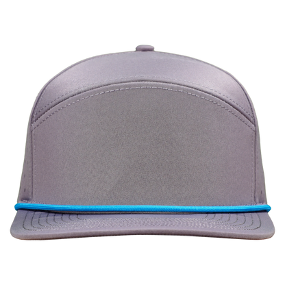ProSeries 6-Panel Waterproof Golf Hat with Visor Rope - Fossil Gray with Blue Rope