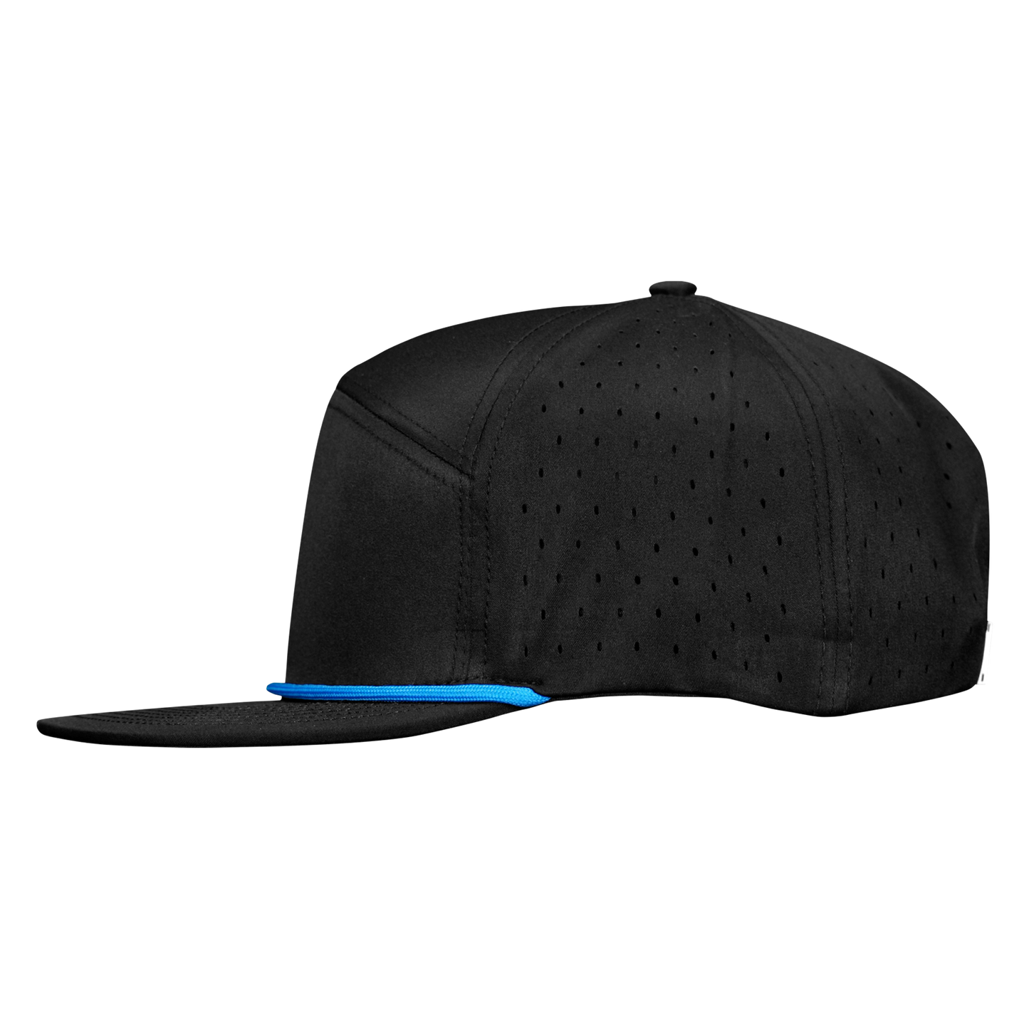ProSeries 6-Panel Waterproof Golf Hat with Visor Rope - Sable Black with Blue Rope