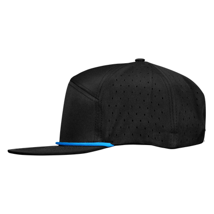 ProSeries 6-Panel Waterproof Golf Hat with Visor Rope - Sable Black with Blue Rope