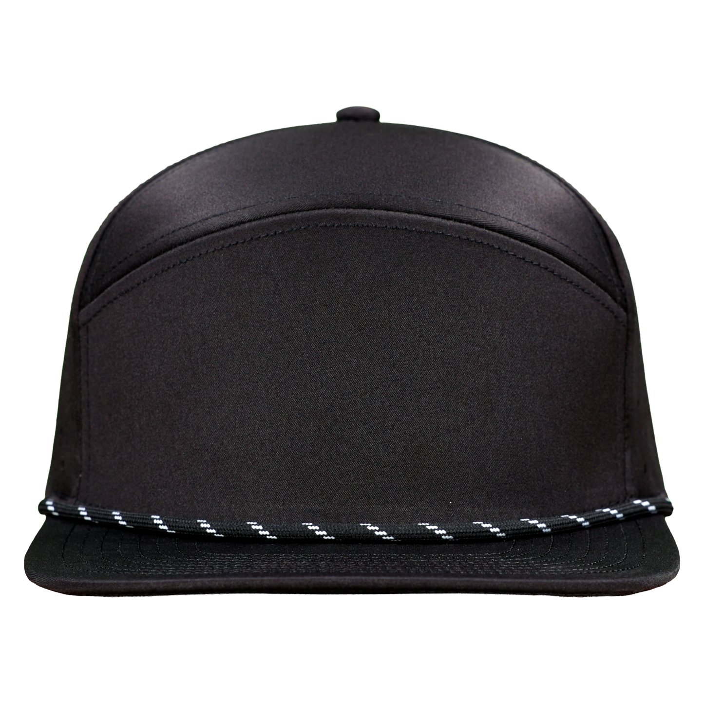 ProSeries 6-Panel Waterproof Golf Hat with Visor Rope - Sable Black with Black Rope