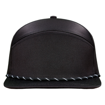 ProSeries 6-Panel Waterproof Golf Hat with Visor Rope - Sable Black with Black Rope