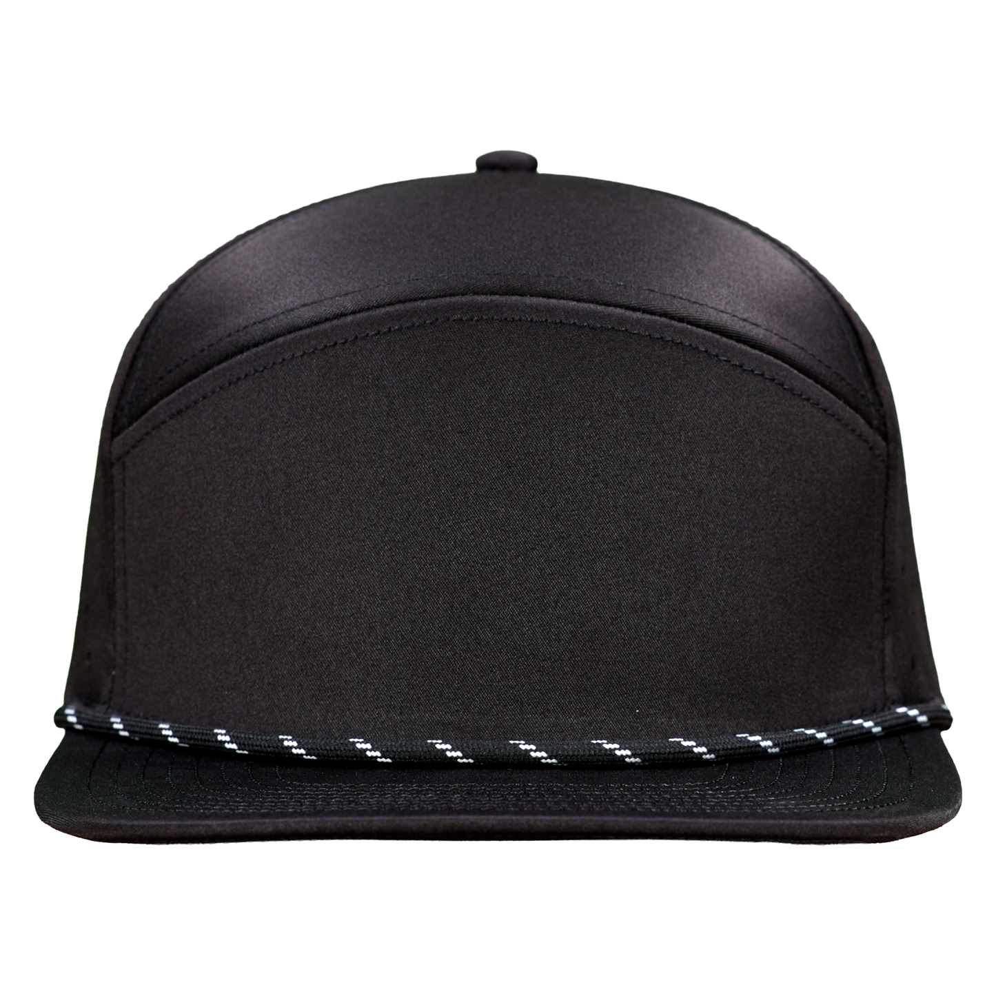 ProSeries 6-Panel Waterproof Golf Hat with Visor Rope - Sable Black with Black Rope