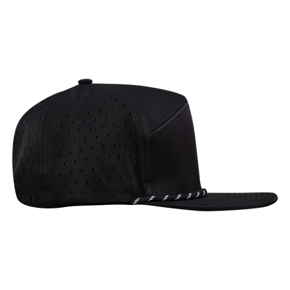 ProSeries 6-Panel Waterproof Golf Hat with Visor Rope - Sable Black with Black Rope
