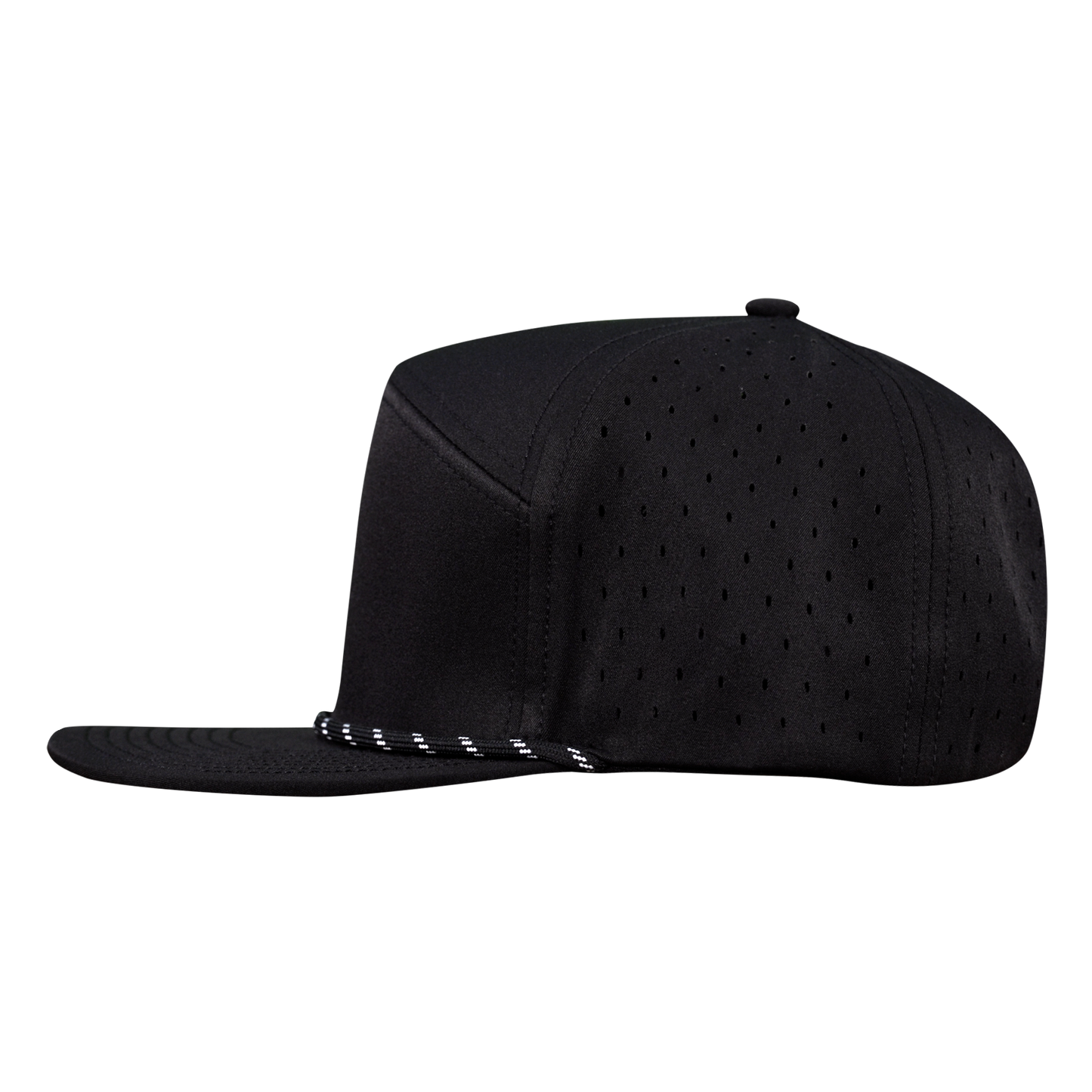 ProSeries 6-Panel Waterproof Golf Hat with Visor Rope - Sable Black with Black Rope