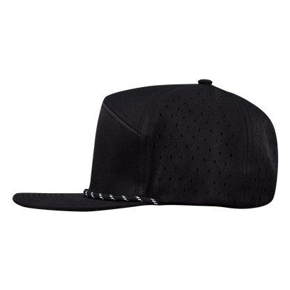 ProSeries 6-Panel Waterproof Golf Hat with Visor Rope - Sable Black with Black Rope