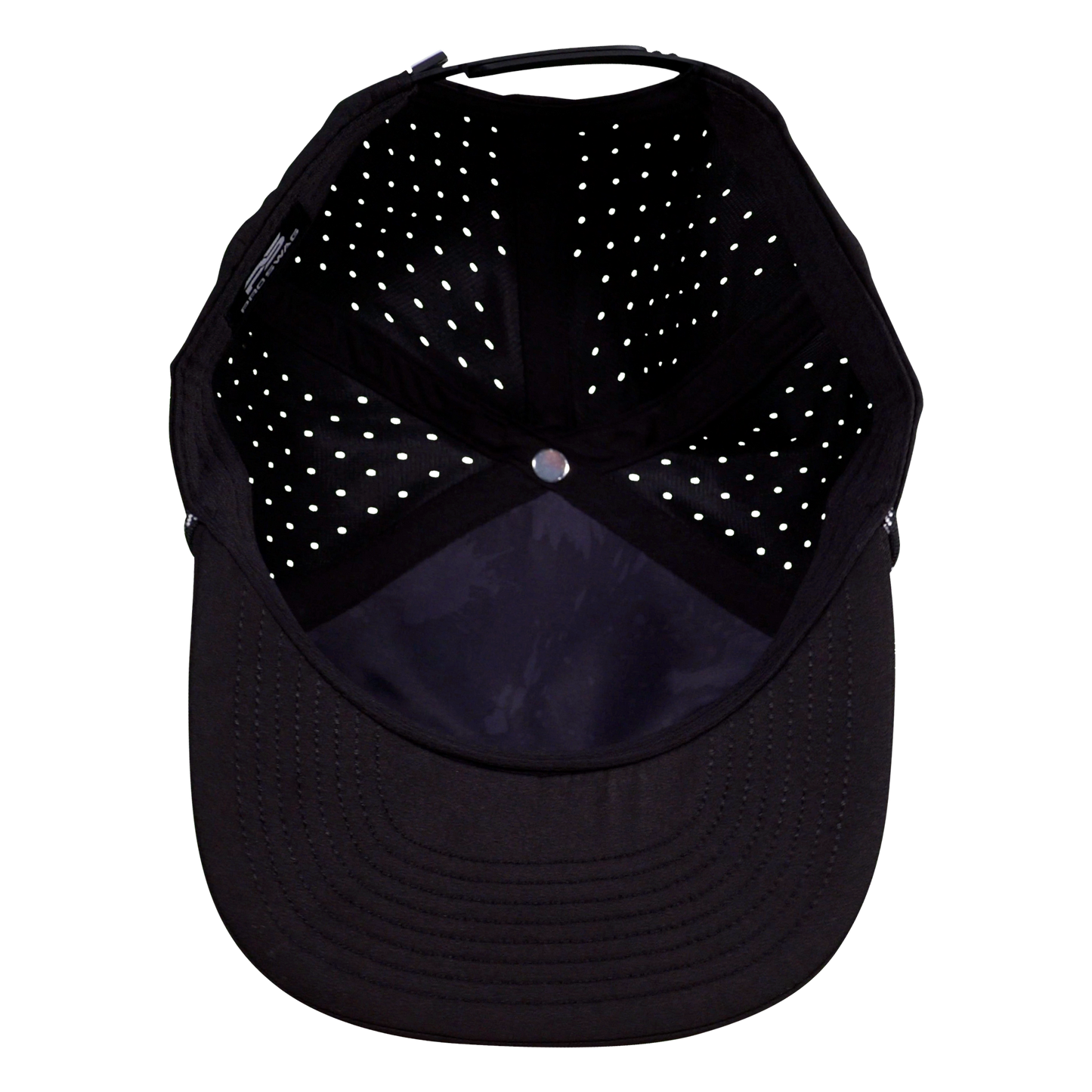 ProSeries 6-Panel Waterproof Golf Hat with Visor Rope - Sable Black with Black Rope