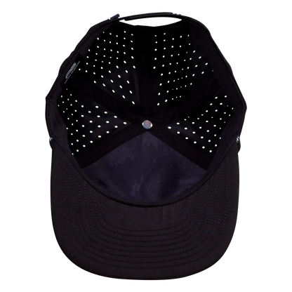 ProSeries 6-Panel Waterproof Golf Hat with Visor Rope - Sable Black with Black Rope