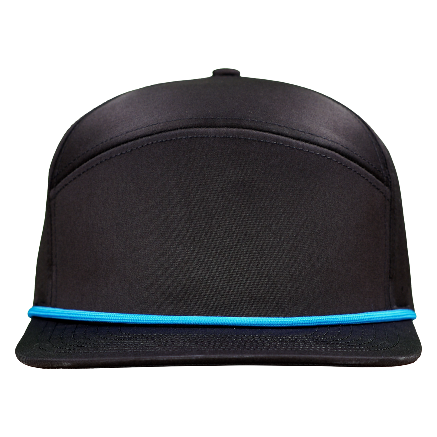 ProSeries 6-Panel Waterproof Golf Hat with Visor Rope - Sable Black with Blue Rope