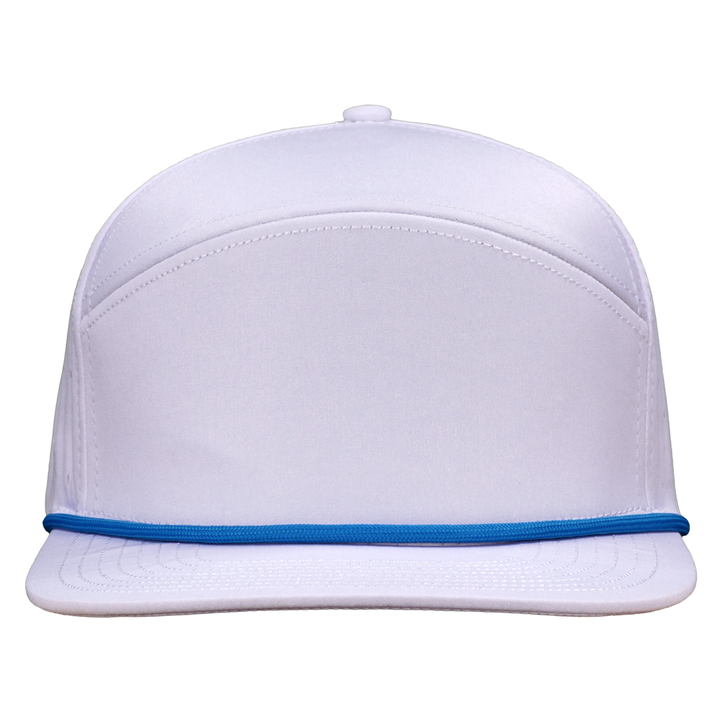 ProSeries 6-Panel Waterproof Golf Hat with Visor Rope - Salt White with Blue Rope