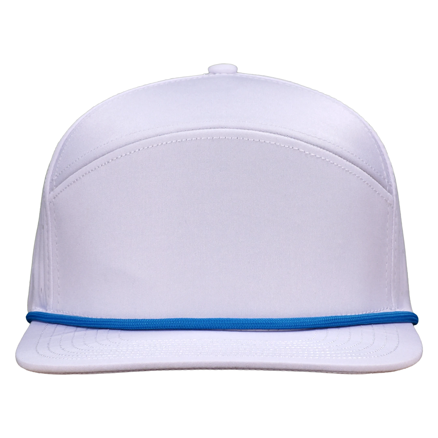 ProSeries 6-Panel Waterproof Golf Hat with Visor Rope - Salt White with Blue Rope